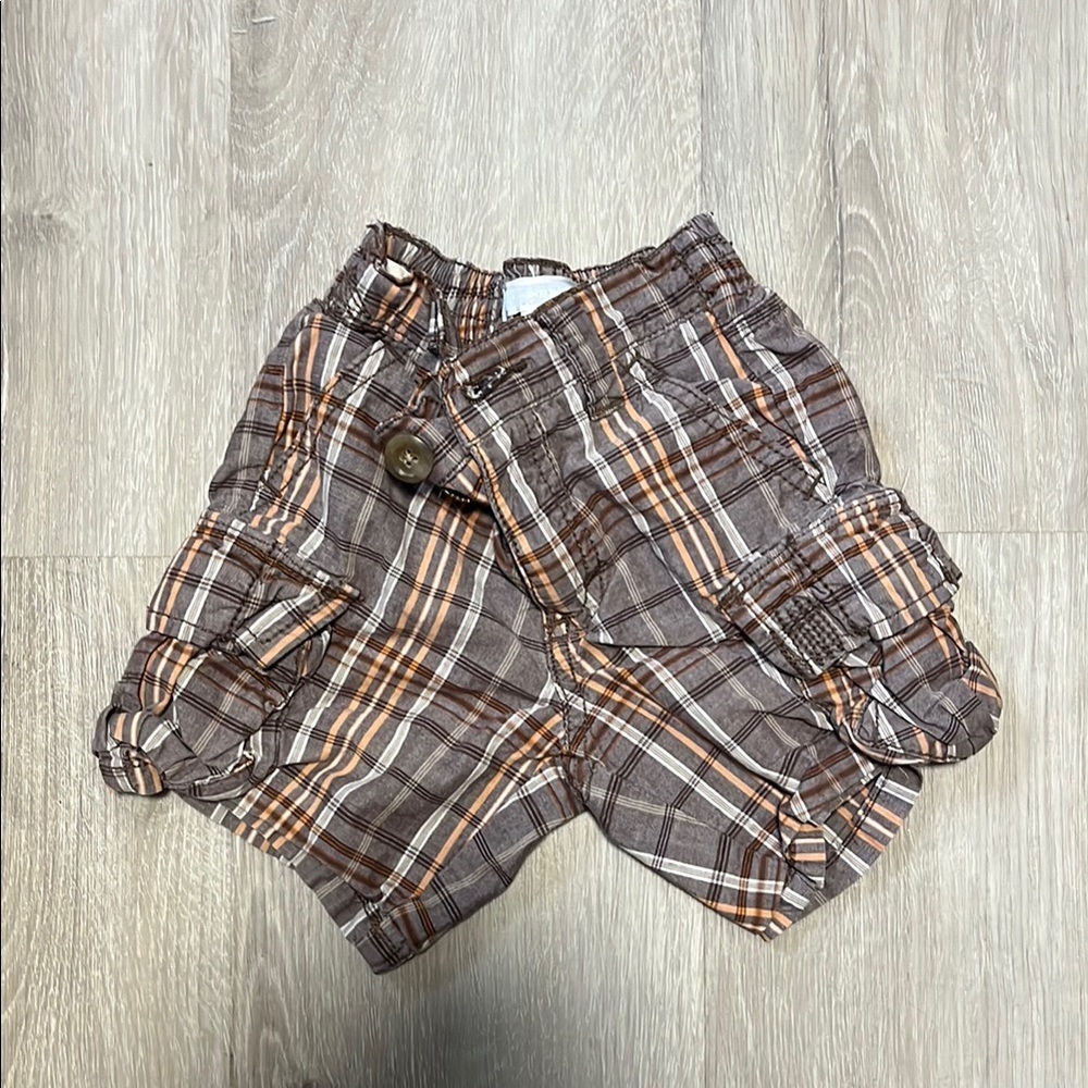 4/$30 Plaid Brown and Orange boys Shorts